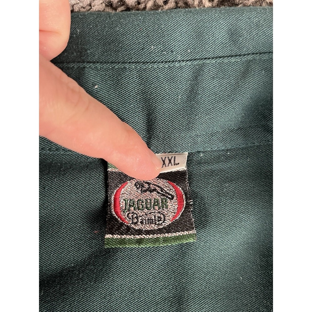 Y2K JAGUAR RACING Short Sleeve Green button-up Shirt Embroidered Logo Sz 2XL - Picture 6 of 9